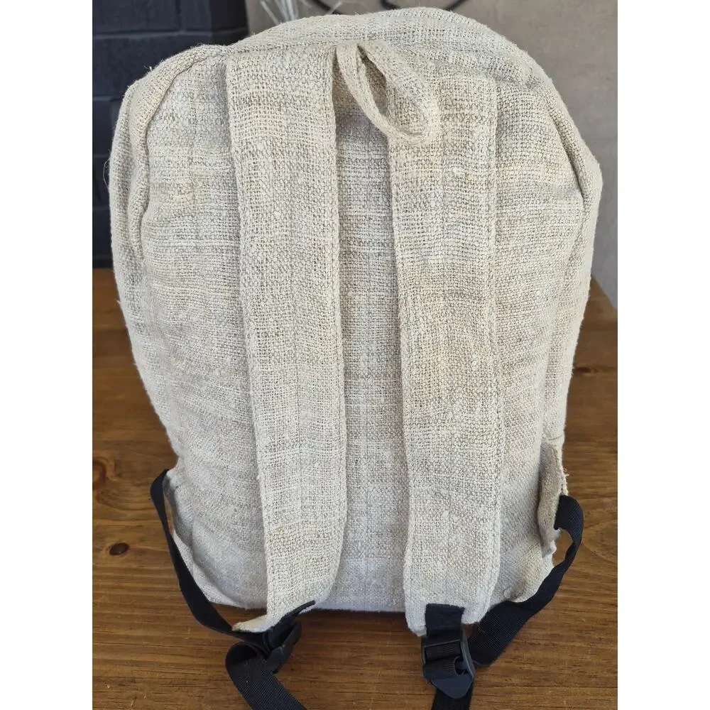 Handmade Himalayan Natural Pure Hemp Backpack | Boho Striped Festival Bag
